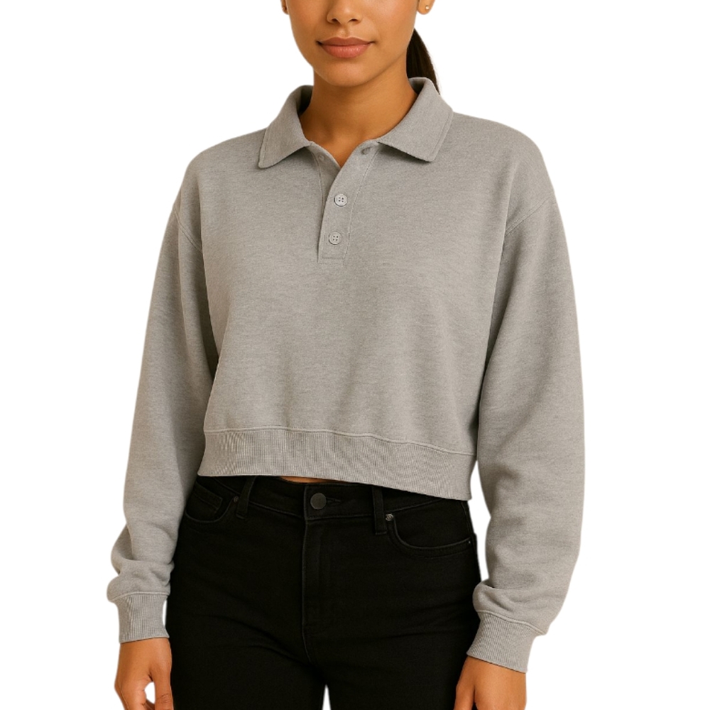 NWOT Aerie Drop Shoulder Raw Hem Polo Sweater oversized size small cottagecore